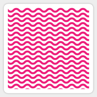 Hot Pink Wavy Lines Repeat Pattern Sticker